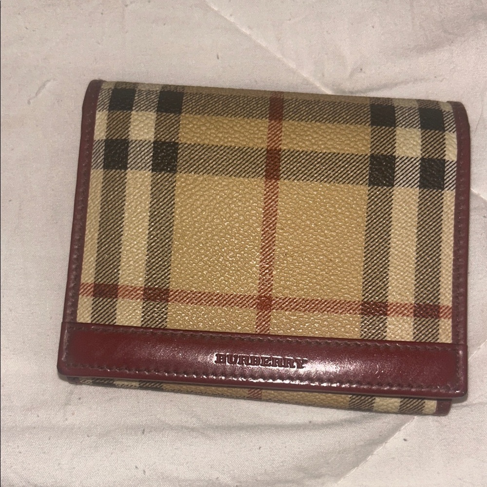 Burberry Tan and Red Plaid Wallet